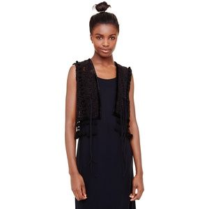 Amazing Club Monaco Embroidered Black Pandara Vest
